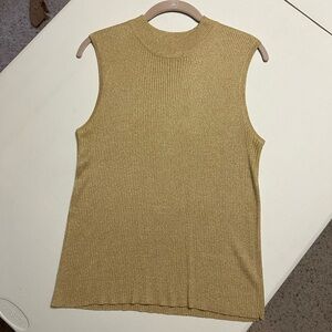 Gold Shimmer Sleeveless Knit Tank Top